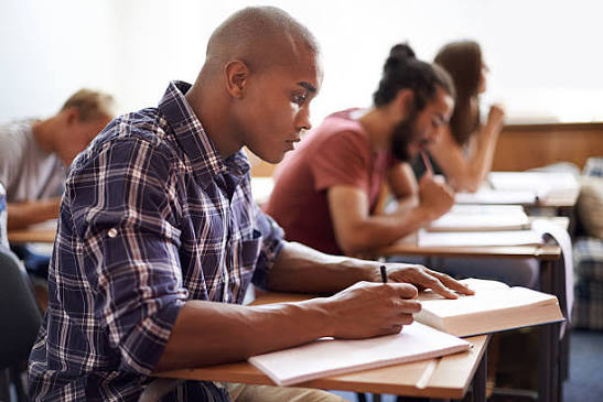 A person sitting for exams