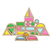 Rainbow Acrylic Blocks 24 Pcs Wooden Toys For Toddlers Play On Light Table Sunny Window