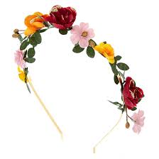 Maybe you would like to learn more about one of these? Gold Floral Garland Headband Burgundy Claire S
