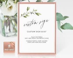 Printable Olive Wedding Sign Editable Custom Template Boho Olive Greenery Wedding Poster Reception Decor Customizable Sign Bohemian Wedding Invitations Printable Templates Wedding Signs Wedding Posters