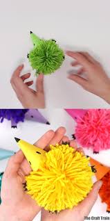Pom Pom Hedgehog Craft The Craft Train Video Video Paper Crafts Diy Kids Yarn Crafts Crafts
