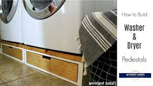 How To Build Washer And Dryer Pedestals With Drawer Washer And Dryer Pedestal Washer And Dryer Diy Clothes Drying Rack