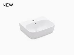 K 77767 1 Modernlife Wall Mounted Bathroom Sink With Single Center Mounted Faucet Hole And Rectangular Basin Kohler In 2020 Bathroom Sink Basin Sink