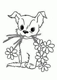Dogs love to chew on bones, run and fetch balls, and find more time to play! Cute Puppy With Flower Coloring Page For Kids Animal Coloring Pages Printables Free Puppy Coloring Pages Dog Coloring Page Unicorn Coloring Pages