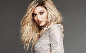 download wallpapers kylie jenner portrait american model blonde gray luxury dress make up besthqwallpapers com beauty kylie jenner hair experiment