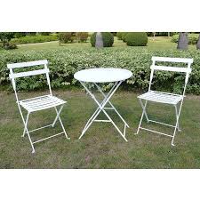 A foldable table or collapsible table always pick a folding banquet table or a large folding table if you are hosting a huge gathering of your loved ones. White 3 Piece Folding Metal Bistro Furniture Set Patio Furnishings Bistro Furniture Outdoor Patio Set