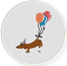 Balloons counted cross stitch patterns to print online, thousands of designs to choose from. Dog With Balloons Cross Stitch Pattern Cross Stitch Stitch Patterns Cross Stitch Patterns