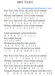 Not Angka Pianika Hey Tayo
