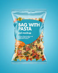 Plastic Bag With Tricolor Farfalle Pasta Mockup In Bag Sack Mockups On Yellow Images Object Mockups