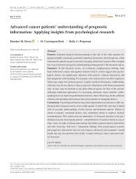 PDF) Advanced cancer patients' understanding of prognostic information:  Applying insights from psychological research