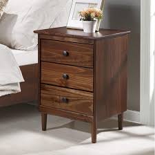 Classic Mid Century Modern 3 Drawer Solid Wood Nightstand In Walnut Walker Edison Br3dnswt In 2020 Wood Nightstand Furniture Walker Edison Furniture