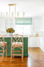 A kitchen island is a really useful addition to a kitchen and might be used for any number of activities: Tan Bamboo Stools At Kelly Green Kitchen Island Transitional Kitchen