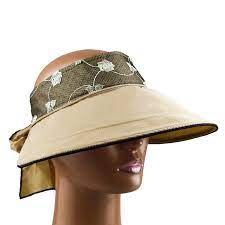 Womens Wide Large Brim Sun Hat 2 In 1 Golf Tennis Beach Visor Cap Khaki Cf12hkgrrfj Large Brim Sun Hat Sun Hats Visor Cap
