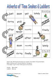 Adverbs Of Time Snakes Ladders Game For Ells Esl Adjectives Adverbs Esl Games