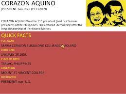 Aquino in the fields of science and technology under her administration? Power Point Cory Aquino