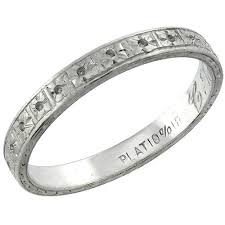 Princess cut ruby platinum ring wedding band art deco antique engraved filigree. Antique Wedding Band Israel Rose