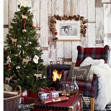 Chalet Style Festive Living Room Ideal Home Christmas Interiors Christmas Living Rooms Tartan Christmas