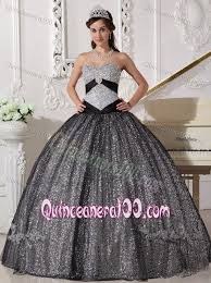 Black And Silver Sweetheart Quinceanera Gown Dress By Sequined Fabric Black Quinceanera Dresses Quince Dresses Sweet 15 Dresses