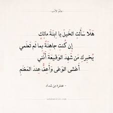 شعر عنترة بن شداد هلا سألت الخيل يا ابنة مالك عالم الأدب poetic words quotes words