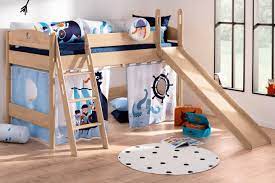 Häupter, bettseiten, schutzseiten, leiter und rutsche. Paidi Spielbett Fleximo Mit Rutsche Und Vorhang Set Mobel Letz Ihr Online Shop