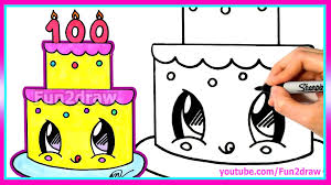 How To Draw And Color A Cute Cake Easy 100 Million Views Celebration Fun2draw Fun2draw Drawings Cute Drawings