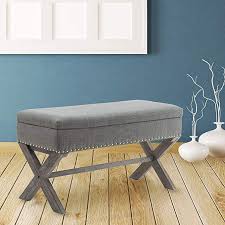 Amazon Com Fabric Upholstered Storage Entryway Bench 36 Inch Bedroom Bench Seat With X Shaped W Bedroom Bench Seat Entryway Bench Storage Upholstered Storage