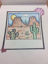 Desert Polaroid Drawing Desert Drawing Cute Drawings Line Art Drawings