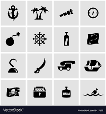 Black Pirate Chart Icon Set