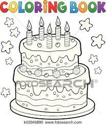 Download cake images and photos. Coloring Book Cake With 5 Candles Clipart K53345890 Fotosearch