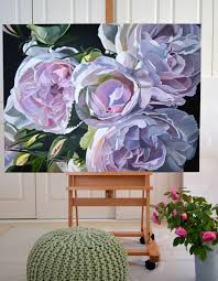 Spray Roses On Easel Jpg 700 900 Jenny Fusca Peony Art Abstract Flower Art Rose Painting