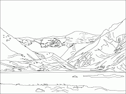 Color in this picture of a snowcapped mountain and other nature scenes! Mountains Coloring Pages Best Coloring Pages For Kids