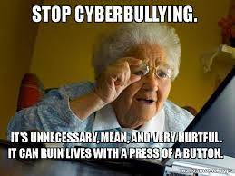 Stop Cyberbullying It S Unnecessary Mean And Very Hurtful It Can Ruin Lives With A Press Of A Button Internet Grandma Make A Meme