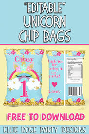 This one may even be better than mine because it has detailed specs and justifications on why you do what you do. Unicorn Editable Chip Bag Ellierosepartydesigns Com