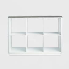 Description:threshold™ 6 cube organizer has 6 convenient cube openings for storage and is compatible with 13\ storage bins and threshold™ cube accessories. 6 Cube Storage Organizer With Faux Concrete Surface Top White Threshold Target
