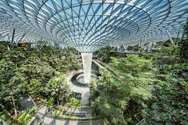 Slow motion wide angle shot of changi airport waterfall singapore, asia source: What Goes On Behind The World S Tallest Indoor Waterfall