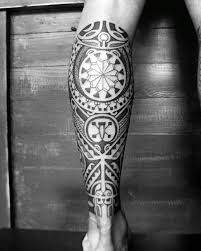 40 Polynesian Leg Tattoo Designs For Men Manly Tribal Ideas Tattoo Waden Beintattoo Manner Bein Tatowierungen