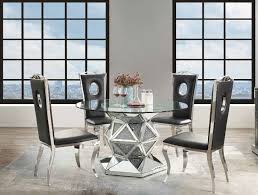 The rectangle table shape will easily fit in your dining room. Acme 72145 62078 5 Pc Noralie Mirrored Faux Diamonds Inlay 52 Round Dining Table Set