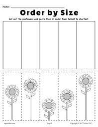 Little kids tracing worksheet printable. Printable Sunflower Ordering Worksheets Shortest To Tallest Tallest To Shortest Preschool Learning Preschool Worksheets Preschool Math