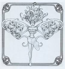 Hand drawing unicorn for adult anti stress coloring pages, artistic fairy tale magic animal in zentangle tribal style, patterned illustartion, vector page with black and white illustration of fantasy celtic ship for coloring. Celtic Fairy Celtic Fairy Celtic Fairy Tattoo Celtic Coloring