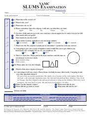 Slums W Citation 032707 Vamc Slums Examination Questions About This Assessment Tool E Mail Aging Slu Edu Name Age Is The Patient Alert Level Of Course Hero