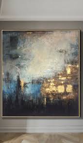 Abstract Painting Large Gold Painting Diamond Painting Thick Etsy Blue Abstract Art Golden Painting Art Painting Acrylic