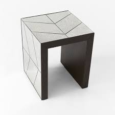 Herringbone Mirror Side Table Mirrored Side Tables Mirrored Furniture Side Table