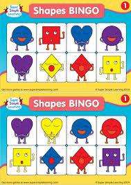 Fun activities & games, games. Shapes Bingo 1 Super Simple