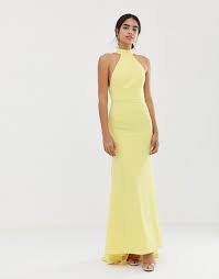 Jarlo Jarlo High Neck Trophy Maxi Dress With Open Back Detail In Lemon Maxi Dress Jarlo Dresses