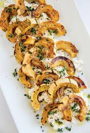Roasted Delicata Squash Rings With Ricotta Olive Oil Thyme Food Recipes Savoury Food