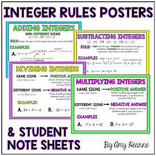 Integer Rules Posters Worksheets Teachers Pay Teachers