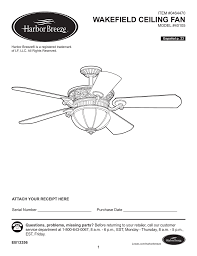 To program the harbor breeze ceiling fan remote you should first shut the electricity off. Wakefield Ceiling Fan Manualzz