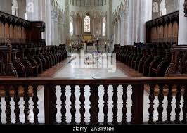 Fleury Abbey is one of the most celebrated Benedictine monasteries. The  choir. Saint Benoit sur Loire. France Stock Photo