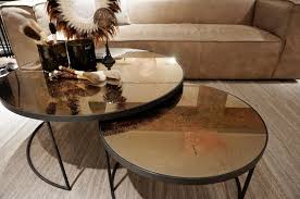 ronde salontafels set met aged bronze spiegelblad kleinmeubelen collectie looiershuis ronde salontafel salontafel woonkamer tafel
