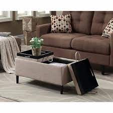Not available for pickup and same day delivery. Storage Ottoman Coffee Table Beige Upholstery Reversible Tray Top Living Room Ebay